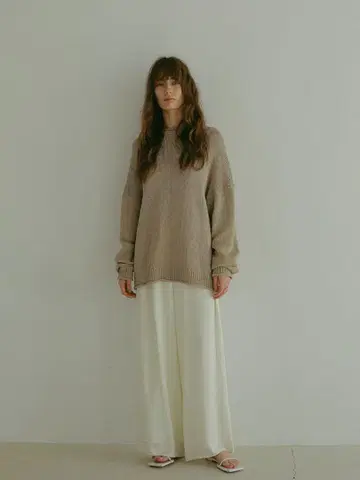 ETRE TOKYO 스무스 릴랙시 와이드 팬츠 (화이트, S 사이즈)