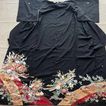 전통 예복 기모노 블랙 긴 소매