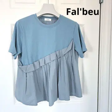Fal'beu 프릴 디자인 아이스 블루 반팔 튜닉