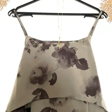 CECILCAUSE 올리브 그린 플라워 프린트 원피스 목걸이