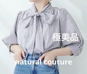 컨디션 최상 natural couture 도비 스트라이프 보타이 블라우스