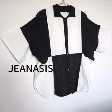 JEANASIS 지나시스 반팔 셔츠 프리 사이즈 모노톤 화이트 블랙