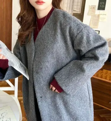 노카라 샤기 코트