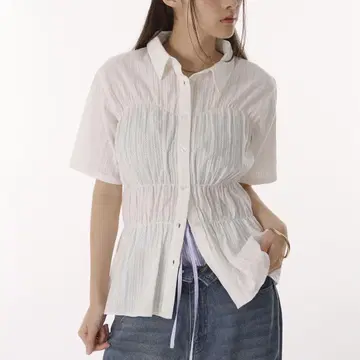 MUHET 셔링 셔츠 블라우스 아이보리