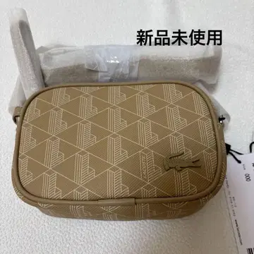 라코스테 모노그램 라운드 스퀘어 숄더백 베이지