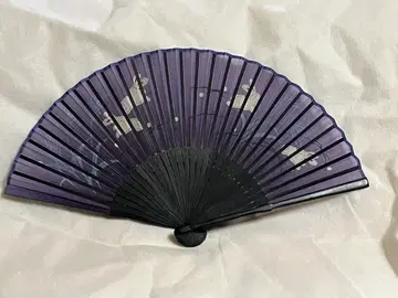 토끼 그림체 보라색 부채