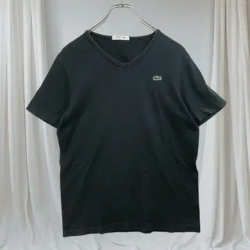 라코스테 V넥 티셔츠 블랙 코튼 일본제 3사이즈 프렌치 캐주얼