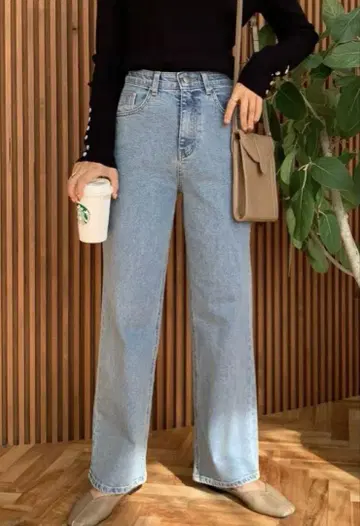 BLATE 슬림 레그, 허리 밴딩 스트레치 스트레이트 데님