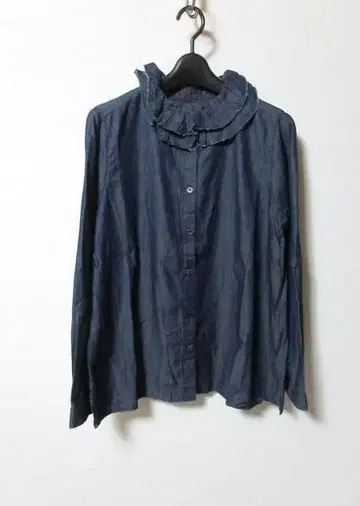 nest robe 네스트로브 인디고 염색 프릴 옷깃 블라우스 셔츠