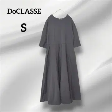 두클라쎄 롱 티셔츠 원피스 반소매 차콜 그레이 플레어 S