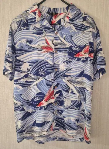 Nepuca Surf Style 일본풍 패턴 알로하 셔츠 날치 M