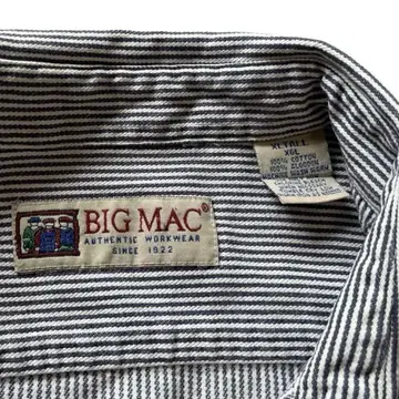 BIG MAC 반팔 워크 셔츠 XL 스트라이프 90s 히코리 구제 의류