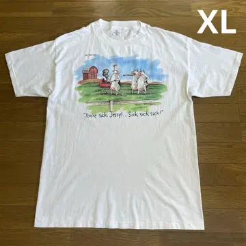 80s USA제 소 BBQ 티셔츠 XL 화이트 코튼 Beef 공식