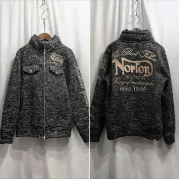 NORTON 노턴 자수 두꺼운 지퍼 업 맨투맨 자켓 M