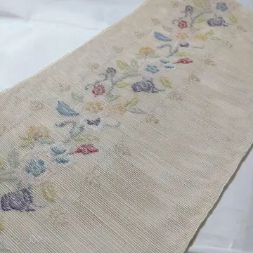 여름용 나고야 오비 크림색 얇은 비단