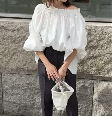 LIten 셔링 블라우스/화이트