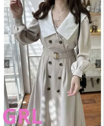 벨트 세일러 카라 플레어 원피스