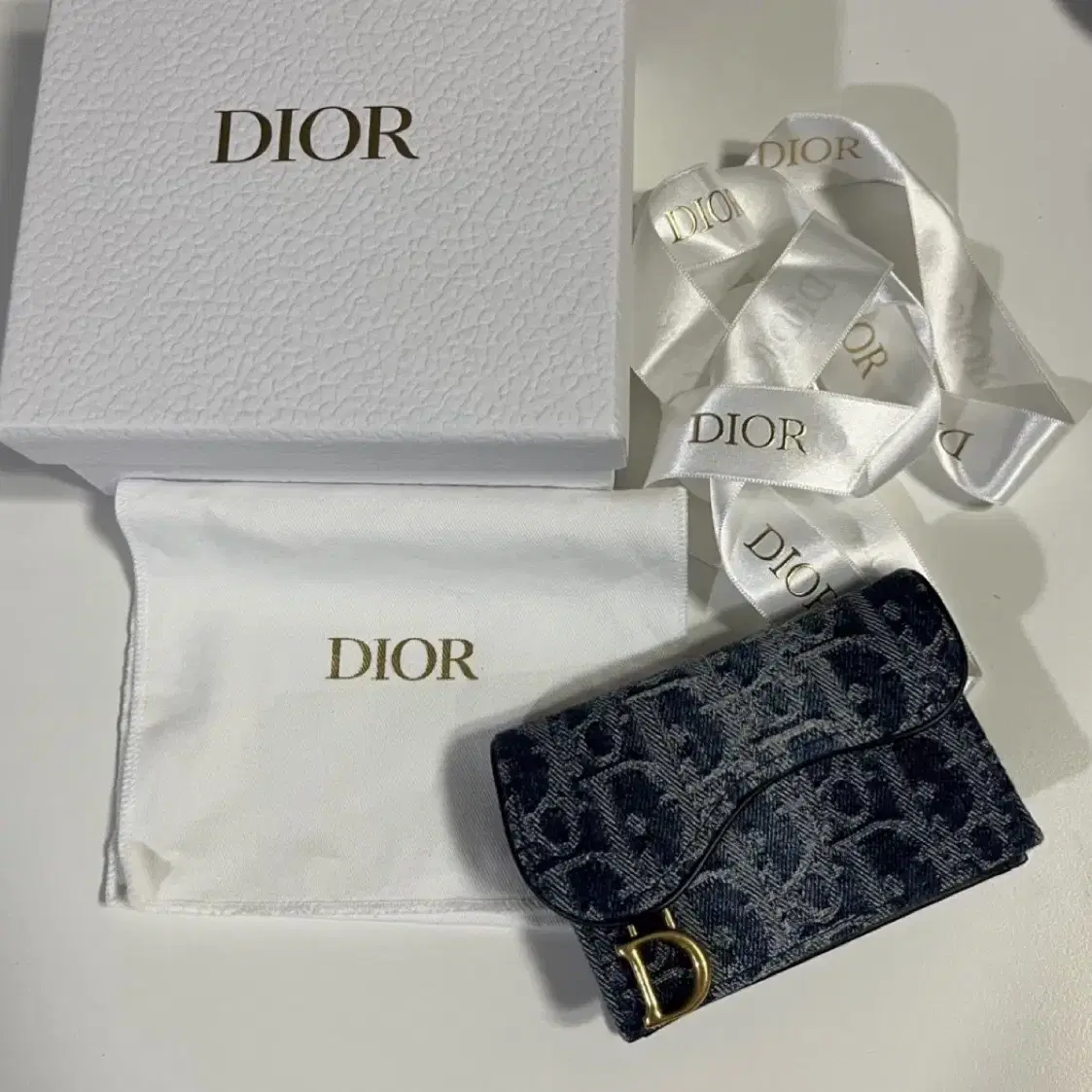 【大人の本革アイテム♪】DIOR★Saddle Bloom カードホルダー CHRISTIAN DIOR Oblique Saddle Bloom Card Holder Blue 1667156