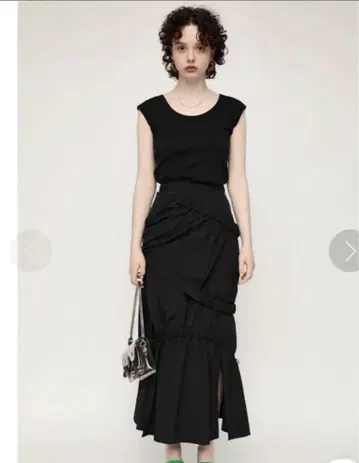 SLY HW NYLON GATHER 스커트 블랙