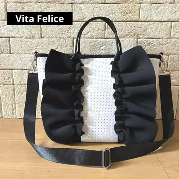 [새상품] Vita Felice 네오프렌 2way 프릴 토트백