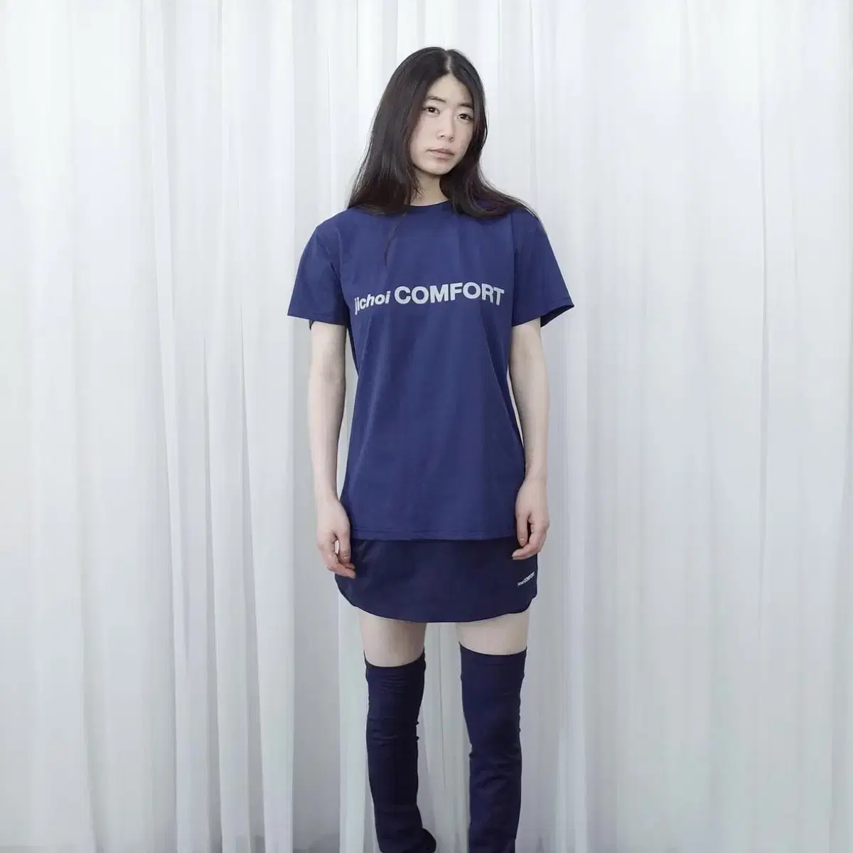 Jichoi Comfort 25-002 Logo T-shirt Navy on Bunjang Global Site.