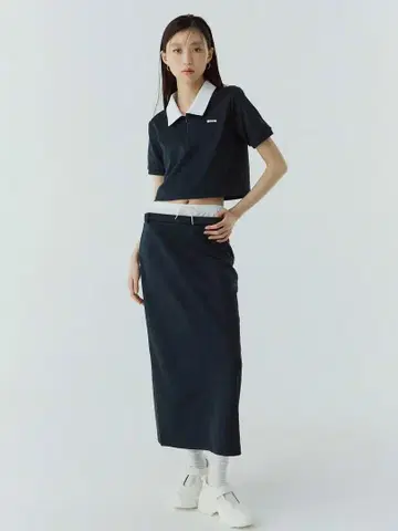 하프 지퍼 탑 스트레이트 스커트