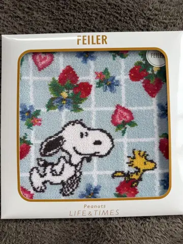 한큐 백화점 한정판 FEILER 스누피 손수건 테두리 블루