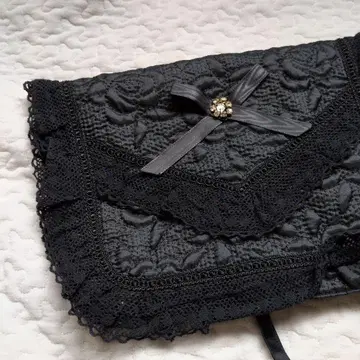 새상품 고급스러운 로즈 패턴 블랙 레이스 장식 파우치