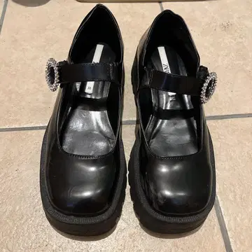 ZARA 자라 블랙 통굽 로퍼 멜리 제인 신발 38