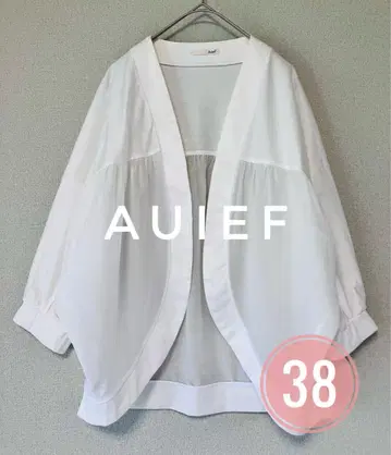 auief 실크 혼방 가디건 화이트 7부 소매 새상품급
