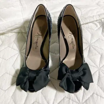 긴자 카네마츠 트위드 오픈토 펌프스 21.5cm