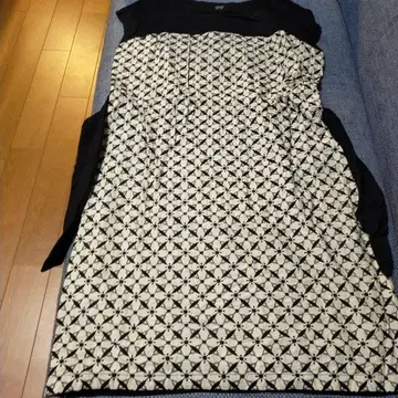 기하학 패턴 반팔 미니 원피스 허리 리본 포함