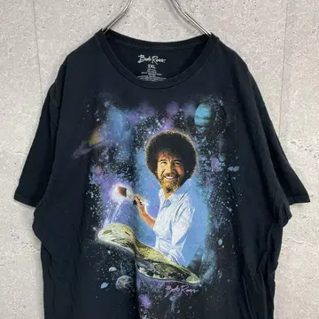 Bob Ross 밥 로스 화가 인물 프린트 블랙 빅 티셔츠 2XL