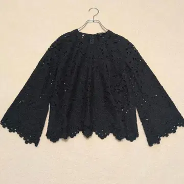 띠어리 린넨 코튼 컷워크 레이스 블라우스 S 블랙 자수