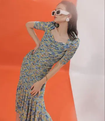 Lottie flower 개더 머메이드 원피스
