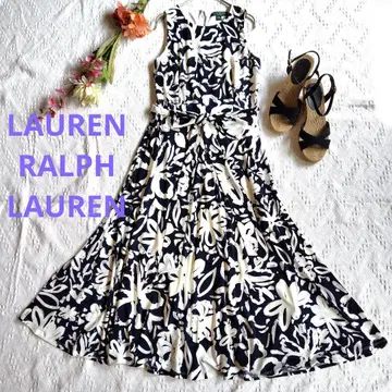 LAUREN RALPH LAUREN 저지 롱 원피스 꽃무늬 네이비