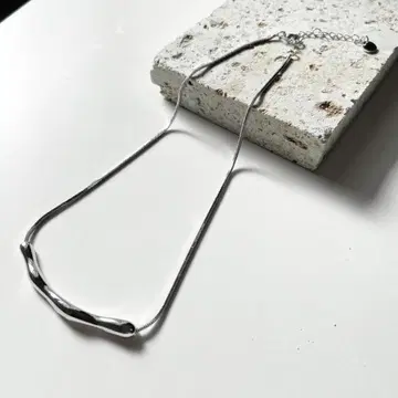 실버 목걸이 프리 사이즈 한국 스타일 심플 목걸이 익명 배송