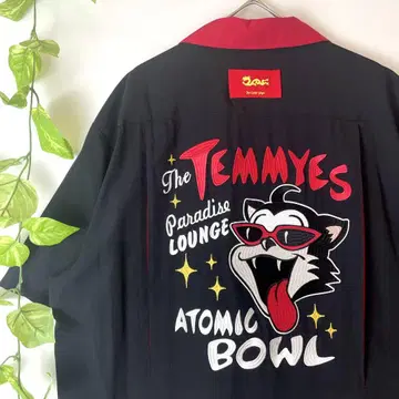CREAM SODA Temmye 볼링 셔츠 블랙 레드 XL 사이즈