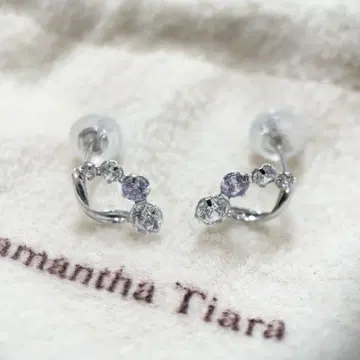Samantha Tiara 하트 모양 귀걸이 K10WG 화이트 골드