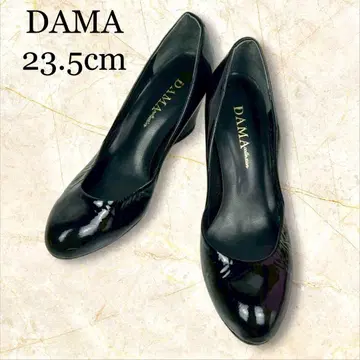 DAMA 펌프스 에나멜 블랙 일본제 23.5