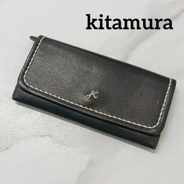 kitamura 키타무라 가죽 지갑 스티치 두겹 블랙 검정
