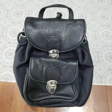 블랙 천연 가죽 백팩