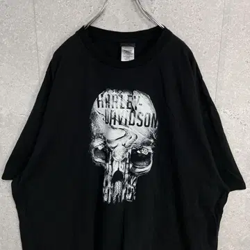 할리데이비슨 스컬 해골 양면 프린트 블랙 티셔츠 3XL