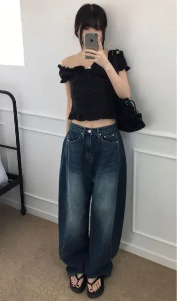 다크 블루 와이드 데님