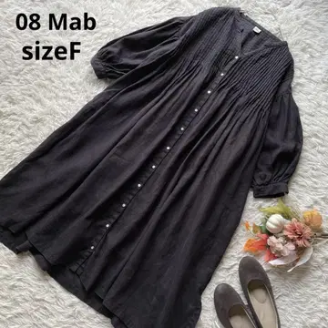 08Mab 핀턱 볼륨 소매 린넨 원피스 롱  루즈핏  내추럴