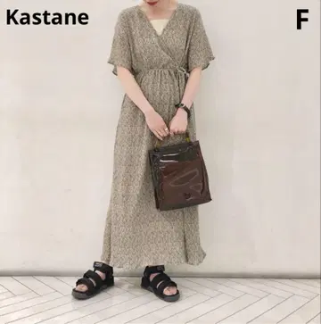 Kastane 반팔 쉬폰 양류 카슈쿨 원피스 꽃무늬
