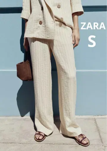 ZARA 자라 스트라이프 패턴 스트레이트 팬츠, 미사용 새상품