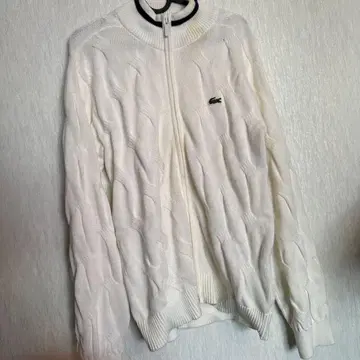 Lacoste 화이트 케이블 니트 스웨터