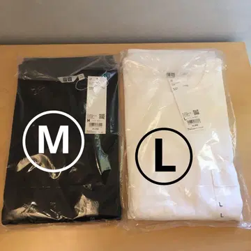 유니클로 U 크루넥 티셔츠 7부 소매 블랙 화이트 M L
