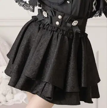 Pal elfy 자카드 플레어 스커트 블랙 검정